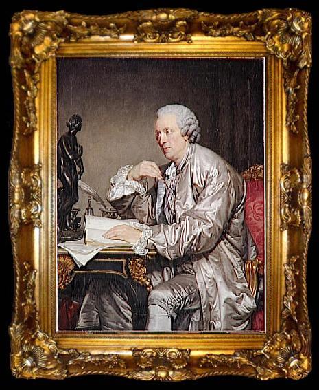 framed  Jean-Baptiste Greuze Portrait de Claude Henri Watelet, ta009-2